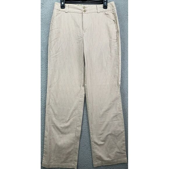 Dockers Pants Women 8 Medium Fiona Beige Pinstripe Khaki Classic Fit Stretch NEW - Picture 1 of 13